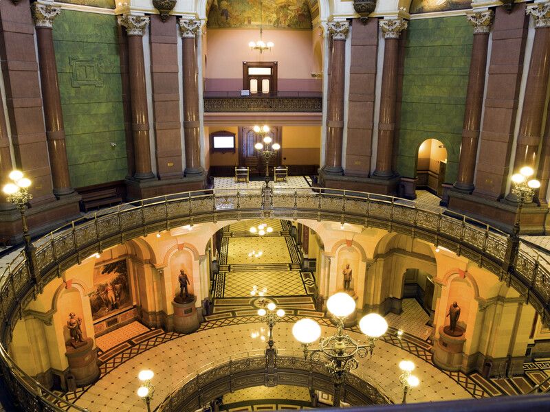 View of the Indiana Statehouse rotunda from above