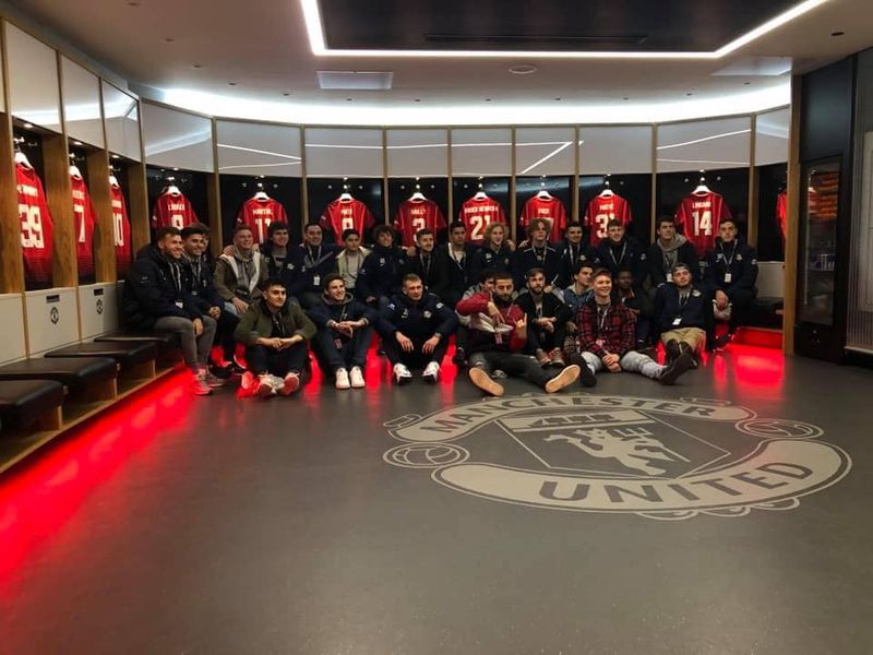 Group photo in the Manchester United locker room