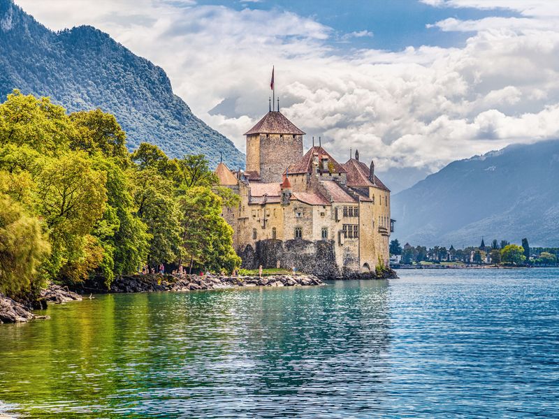 Chillon Castle on Lake Geneva, Switzerland