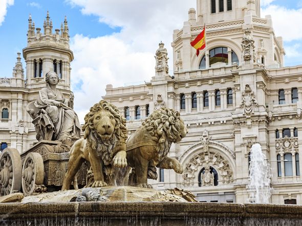 Cibeles Fountain and Cybele Palace in Madrid