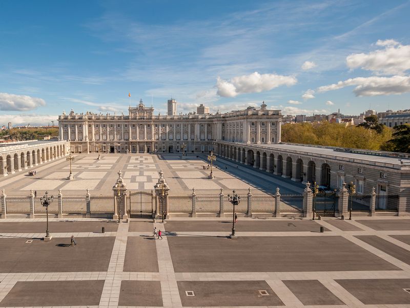 The Royal Palace of Madrid, the official residence of the Spanish Royal Family, in Madrid, Spain. 