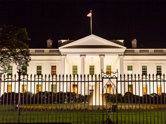 The White House illuminated at night