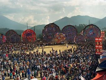 Crowd of people at a kite festival in Guatemala