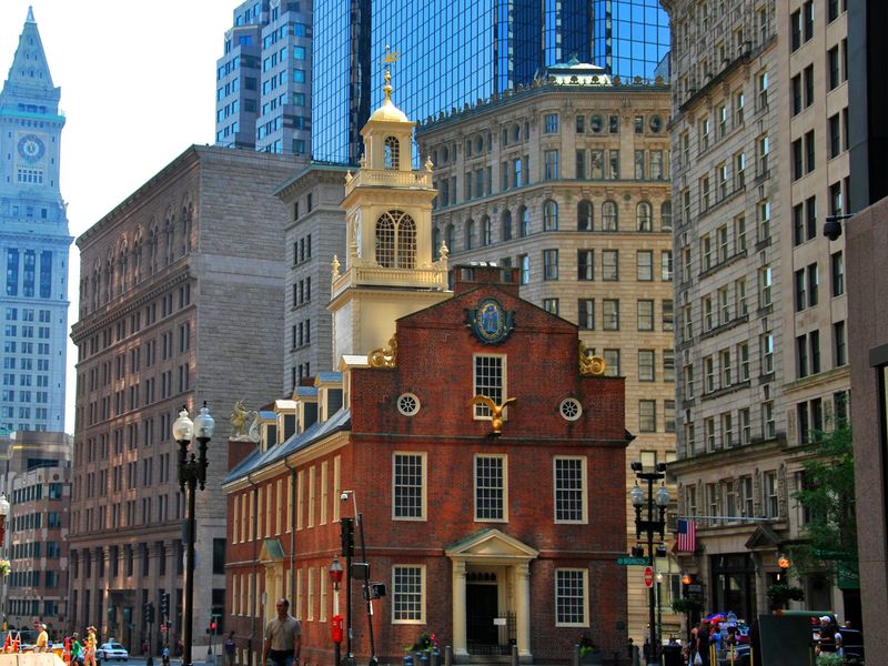 The Old State House and Custom House Tower in Boston, MA