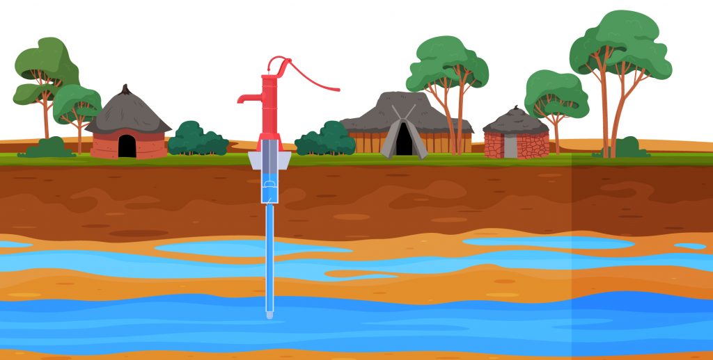 Water Pump and Underground Water Supply in a Rural Village
