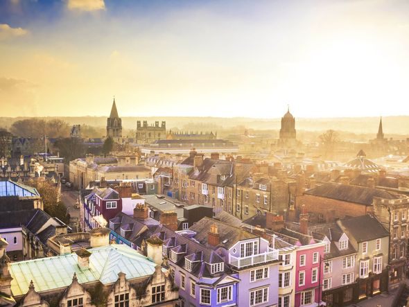 Oxford, England skyline at sunset