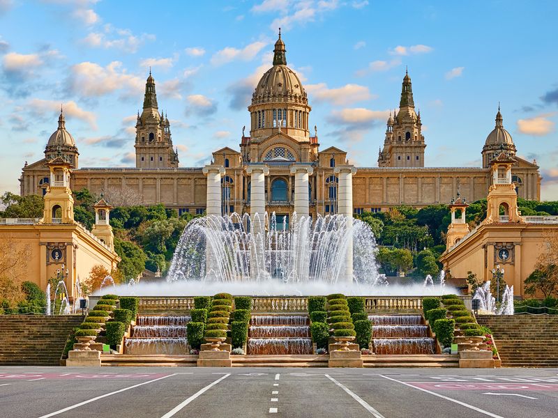 The Magic Fountain of Montjuic with the National Art Museum of Catalonia in the background