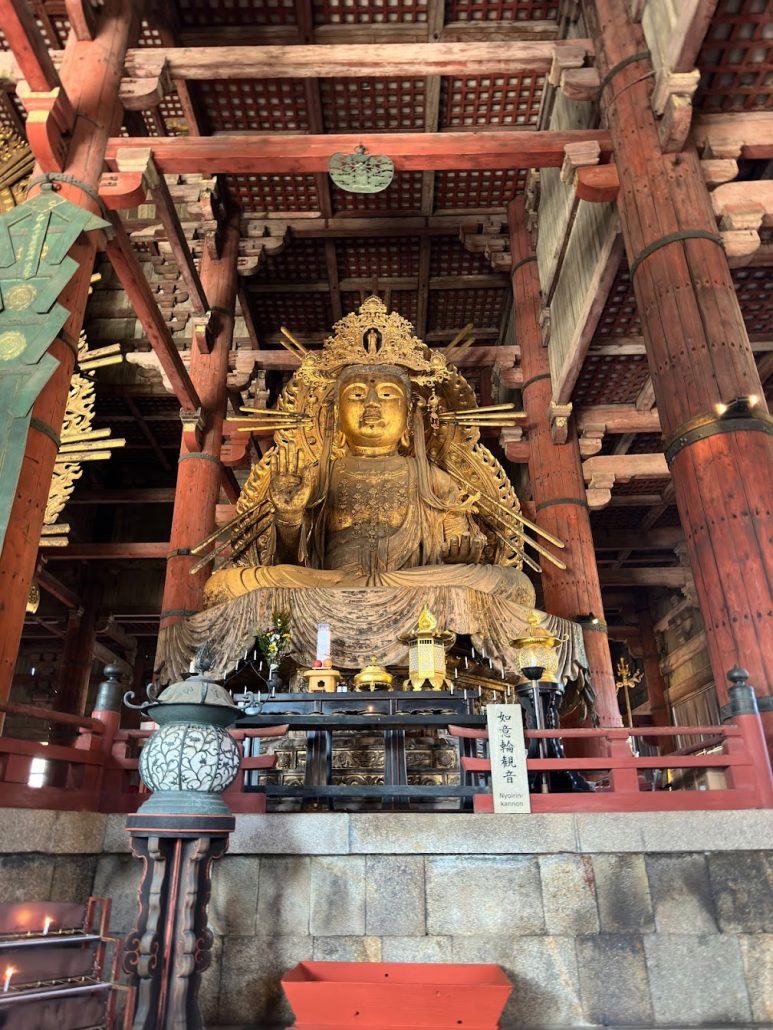 Golden Buddha Statue in Japanese Temple