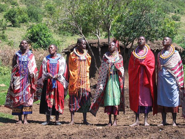 A group of Maasai women in traditional clothing