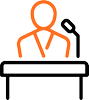 Icon - Presenter at Podium with Microphone