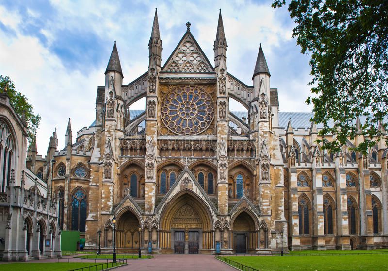 Westminster Abbey front view in London, England. 