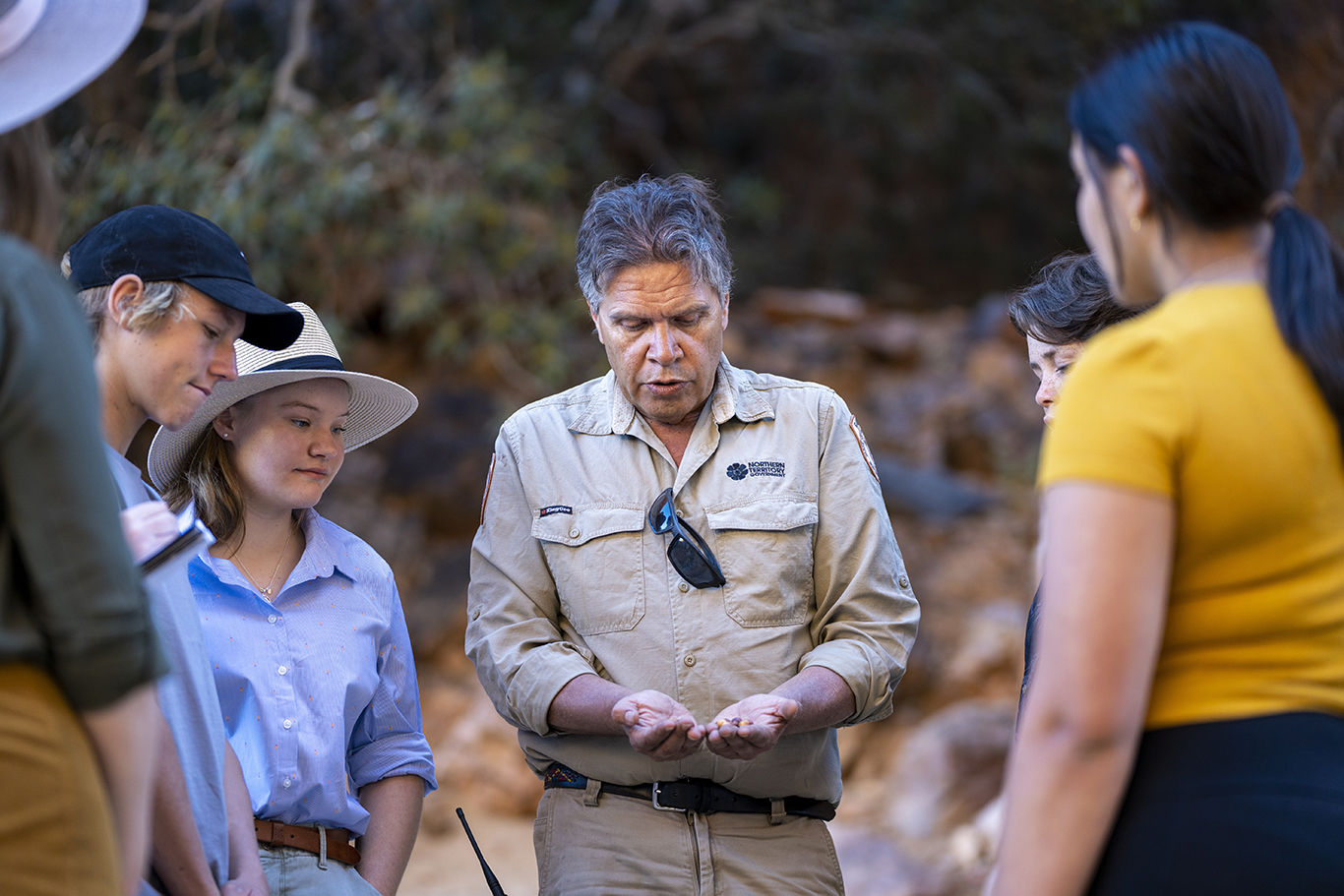 Guide with students at Simpsons Gap