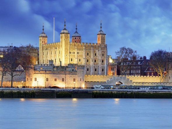 The Tower of London lit up at night