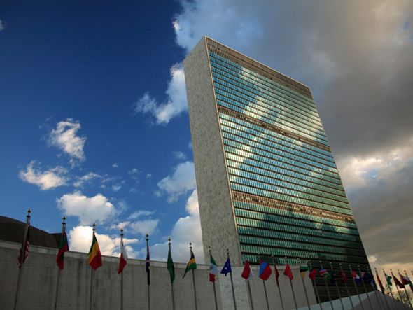 The United Nations headquarters building in New York City.