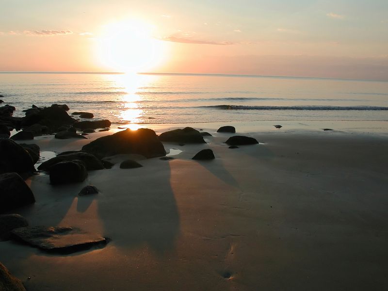 Sunrise over a rocky beach