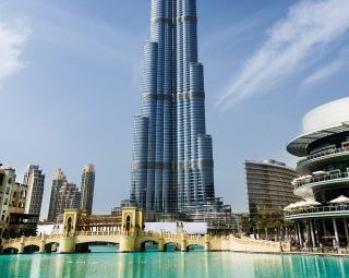 The Burj Khalifa skyscraper in Dubai, United Arab Emirates.